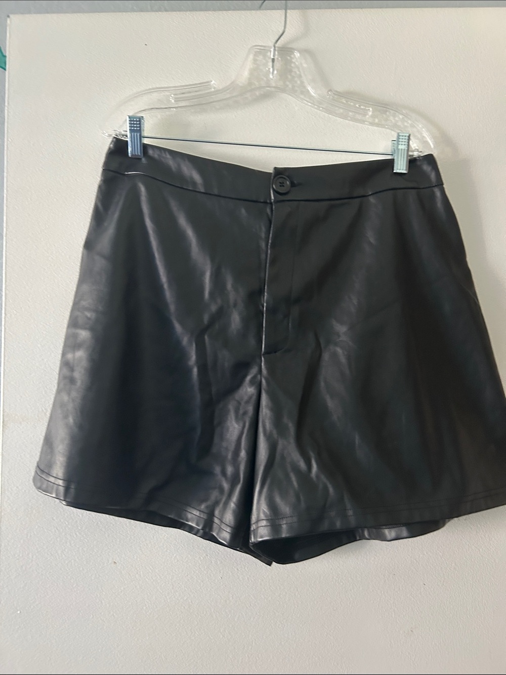 SHEIN Black High-Waist Faux Leather Women's Shorts